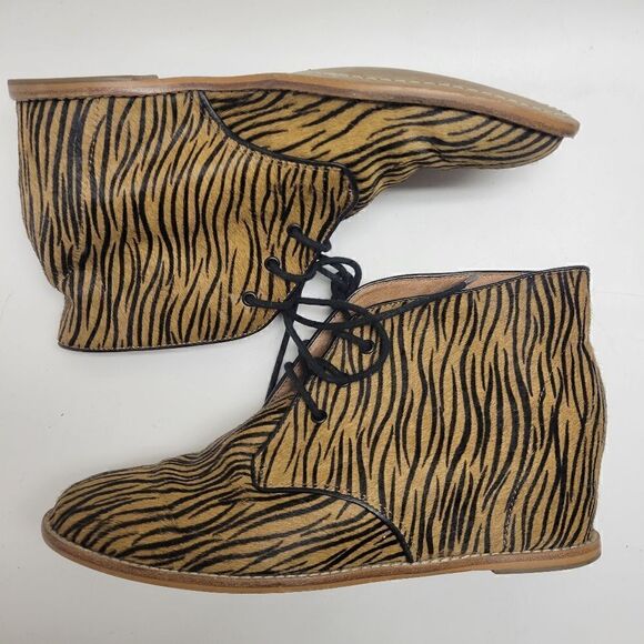 Anthro Matiko Sharon Zebra Wedge Ankle Boot - Picture 2 of 13